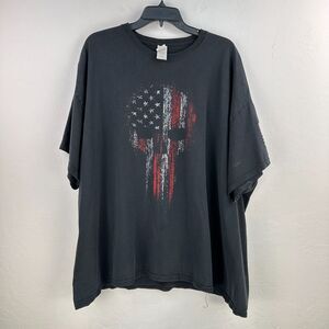 Punisher Skull American Flag Tshirt Mens 3XL Black Red Patriot Conservative NRA‎